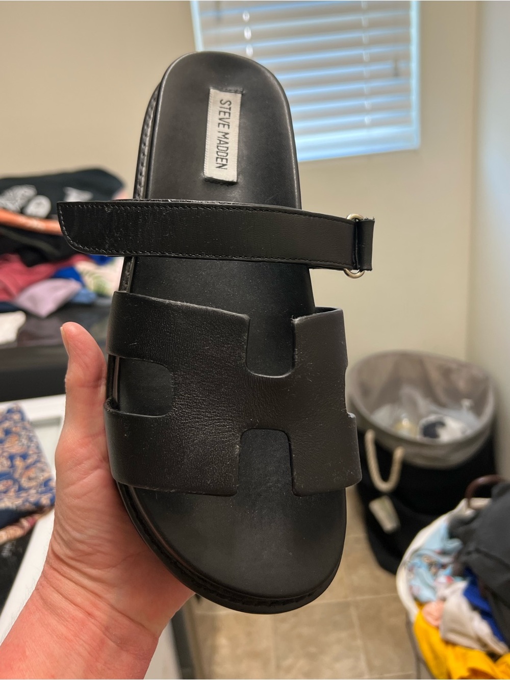 Steve Madden Black Platform Slide Sandals for Women - Picture 10 of 15